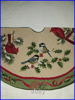 1 C & F Enterprises Forest Cardinals & Forest Chickadees Needlepoint Tree Skirt