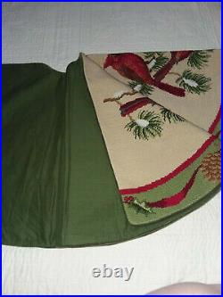 1 C & F Enterprises Forest Cardinals & Forest Chickadees Needlepoint Tree Skirt