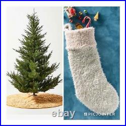 2 Anthropologie Vienne Christmas Stocking & Rory Velvet Kantha Tree Skirt Maize