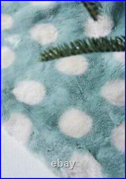 2 Nwt Anthropologie Faux Fur Tree Skirt & Matching Christmas Stocking Mint Dot