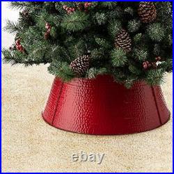 26 D Hammered Metal Tree Collar Tree Base Cover Decorative Christmas Tree Red