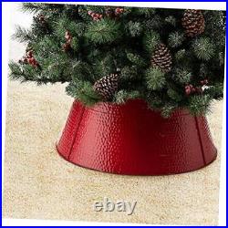 26 D Hammered Metal Tree Collar Tree Base Cover Decorative Christmas Tree Red