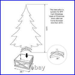 26 L Washed White Wooden Tree Collar Tree Stand Cover Christmas Tree Skirt