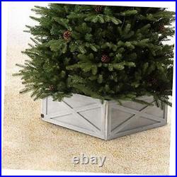 26 L Washed White Wooden Tree Collar Tree Stand Cover Christmas Tree Skirt