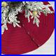 36-Inch Rib Knit Christmas Tree Skirt with Oak Buttons, Burgundy