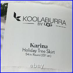 3pc Koolaburra UGG Karina White Faux Fur 54 Christmas Tree Skirt 2 Stocking Set