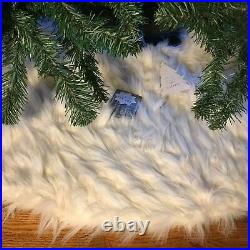 3pc Nicole Miller Ivory Fur 52 Christmas Tree Skirt 2 Stocking Set Eyelash Shag