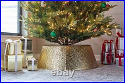 4-Panel Christmas Tree Collar Hammered Metal Holiday Skirt Decor Water