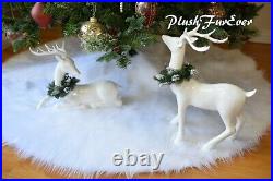 4' Snow White Tree Skirt Faux Fur Round Sheepskin Shaggy Christmas