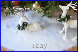 4' Snow White Tree Skirt Faux Fur Round Sheepskin Shaggy Christmas