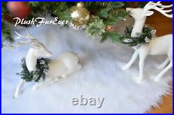 4' Snow White Tree Skirt Faux Fur Round Sheepskin Shaggy Christmas Decor