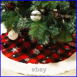 48 Inch Large Christmas Tree Skirt Christmas Decorations Luxury Red Black
