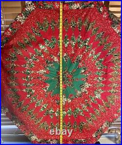 49 Vintage Christmas Tree Skirt Handmade Patchwork Floral Tropical Abstract