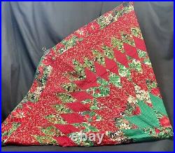 49 Vintage Christmas Tree Skirt Handmade Patchwork Floral Tropical Abstract