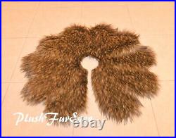 5' Exotic Wolf Faux Fur Tree Skirt Christmas Decors Flower Shapes