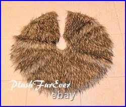 5' Exotic Wolf Faux Fur Tree Skirt Christmas Decors Round