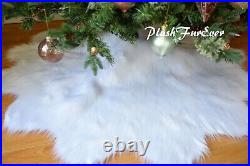 5' Snow White Tree Skirt Faux Fur Flower Sheepskin Shaggy Christmas Decor