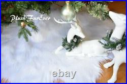 5' White Tree Skirt Faux Fur Flower Sheepskin Shaggy Christmas