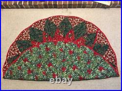 56 Amish Christmas Tree Skirt Double Sided Cardinal & Christmas Floral Handmade