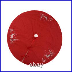 56 In. Deer in Snowing Forest round Christmas Tree Skirt in Red