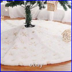 5XChristmas Tree Skirt, 48 Inches Snowflakes Super Soft Thick Plush Tree Skirt