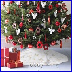 5XChristmas Tree Skirt, 48 Inches Snowflakes Super Soft Thick Plush Tree Skirt