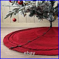60 Cable Knit Christmas Tree Skirt Heavy Yarn Knitted Xmas Tree Collar with