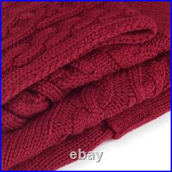 60 Cable Knit Christmas Tree Skirt Heavy Yarn Knitted Xmas Tree Collar with