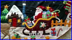 60 Hand made Wool Flannel Felt Bead Santa Reindeer Snowman CHRISTMAS TREE SKIRT