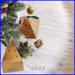 72inch Large Wool Fur Christmas Tree Skirt 2023 Update Snowy White Wool Fur X
