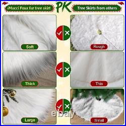 72inch Large Wool Fur Christmas Tree Skirt 2023 Update Snowy White Wool Fur X