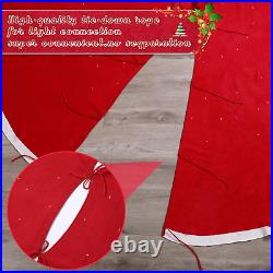 84 Inches Oversized Christmas Tree Skirt Knit Huge Red Xmas Tree Ornaments Mat w