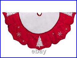 Allstate 54 Red White Jeweled Tree and Snowflake Christmas Tree Skirt