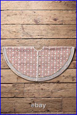 Anthropologie Folkloric Geometric Tree Skirt Cotton Christmas Holiday Rustic NEW