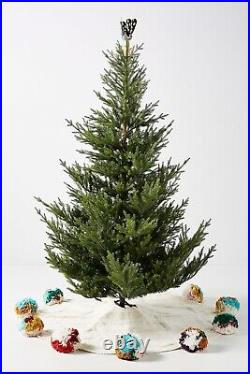 Anthropologie Jubilant Christmas Tree Skirt 60 Pom Multicolor Folk HUGE $278