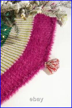 Anthropologie Piper Whimsical Knit Pom Pom Christmas Tree Skirt