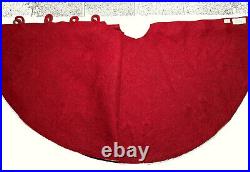 Arcadia Home Tree Skirt Felted 100% Wool Red Vintage 58 Candy Canes Thick EUC