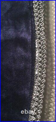 Artisan De Luxe BEADED 52 CHRISTMAS Tree Skirt Sapphire Blue Velvet Silver