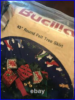 BUCILLA BLUE FELT NATIVITY TREE SKIRT Applique Kit Christmas #82720 43 NEW