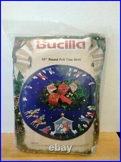 BUCILLA BLUE FELT NATIVITY TREE SKIRT Applique Kit Christmas #82720 43 Sealed
