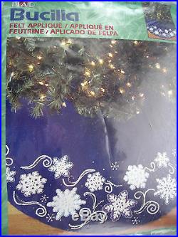 BUCILLA Felt Applique Christmas Holiday TREE SKIRT Kit, SHIMMER SNOWFLAKES, 84435