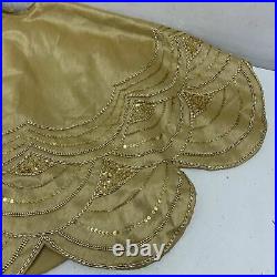 Balsam Hill 60 inch Gold Beaded Elizabeth Tree Skirt Scalloped Edge Open Box NEW