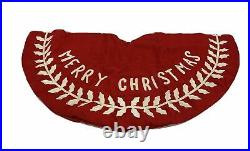 Balsam Hill 60 inch Merry Christmas Felt Tree Skirt NEW $169 Red/White