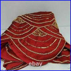 Balsam Hill 72 Cranberry Red Elizabeth Beaded Tree Skirt - NewithOpen Box
