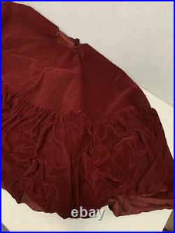 Balsam Hill 72' Quilted Velvet Tree Skirt with Ruched Border Bordeaux NEW