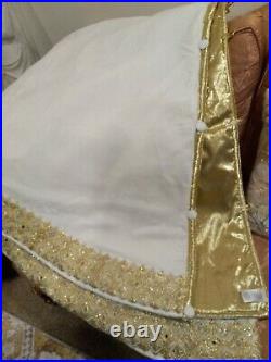Balsam Hill Biltmore Gilded Christmas Tree Skirt Velvet Distressed Ivory 84