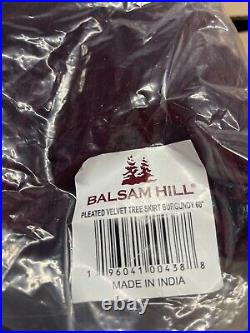 Balsam Hill Burgundy Pleated Velvet Tree Skirt 60 NEW