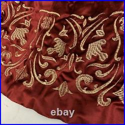 Balsam Hill Luxe Embroidered Velvet Tree Skirt Red/Gold (Store Return) 60. $159