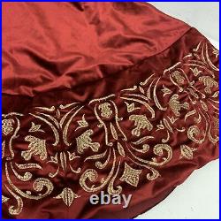 Balsam Hill Luxe Embroidered Velvet Tree Skirt Red/Gold (Store Return) 60. $159