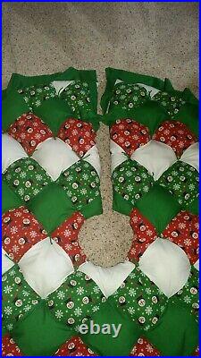 Beautiful New Handmade Quilted Christmas Tree Skirt with Snowman Material